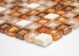 Glasmosaik Naturstein Mosaikfliese ocker gold orange creme Fliesenspiegel Wand Kche Bad - MOS92-1205