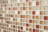 Glasmosaik Naturstein Mosaikfliese ocker gold orange creme Fliesenspiegel Wand Kche Bad - MOS92-1205