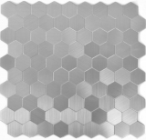 selbstklebende Mosaikfliese ALU silber metall Hexagon Fliesenspiegel Kchenrckwand MOS200-22MHX