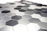 Handmuster Mosaikfliese Fliesenspiegel selbstklebend Aluminium silber metall Hexagon metall MOS200-22MHX_m