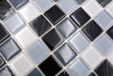 selbstklebende Glasmosaik Mosaikfliese grau schwarz weiss wisch MOS200-4CM28