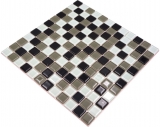 selbstklebende Glasmosaik Mosaikfliese schwarz schlamm weiss MOS200-4CM30