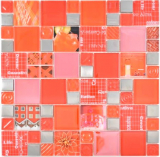 Handmuster Transparentes Crystal Mosaik Glasmosaik silber rot Wand Fliesenspiegel Kche Dusche Bad MOS88-0917_m