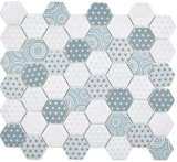 GLAS Mosaik Hexagon ECO blau Mosaikfliese Wand Fliesenspiegel Kche Bad