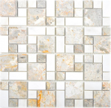 Marmor Mosaik Fliese anthrazit weiss rost Kombination Wand Fliesenspiegel WC - MOS88-0201