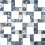 Marmor Mosaik Fliese schwarz grau wei anthrazit Fliesenspiegel Bad - MOS88-0321