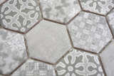 Handmuster Keramik Mosaik Hexagon grau Mosaikfliese Wand Fliesenspiegel Kche Bad MOS11H-0002_m