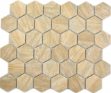 Handmuster Keramik Mosaik Hexagon beige braun Holzoptik MOS11H-0011_m