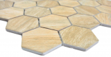 Handmuster Keramik Mosaik Hexagon beige braun Holzoptik MOS11H-0011_m