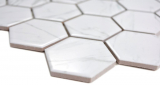 Hexagonale Sechseck Mosaik Fliese Keramik Carrara wei glnzend Mosaikfliese Wand Fliesenspiegel Kche Bad WC - MOS11H-0001