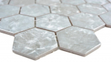 Handmuster Keramik Mosaik Hexagon Marmor grau glnzend Mosaikfliese Wand Fliesenspiegel Kche Bad MOS11H-0201_m