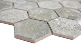 Handmuster Keramik Mosaik Hexagon Granit grau Mosaikfliese Wand Fliesenspiegel Kche Bad MOS11H-0023_m