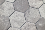 Hexagonale Sechseck Mosaik Fliese Keramik Zementoptik dunkelgrau Mosaikfliese Wand Fliesenspiegel Kche Bad WC - MOS11H-0026