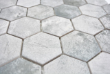 Hexagonale Sechseck Mosaik Fliese Keramik Zementoptik hellgrau Mosaikfliese Wand Fliesenspiegel Kche Bad WC - MOS11H-0222