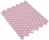 Hexagonale Sechseck Mosaik Fliese Keramik mini altrosa glnzend Mosaikfliese Wand Fliesenspiegel Kche Bad Kchenfliese - MOS11H-1111