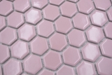 Hexagonale Sechseck Mosaik Fliese Keramik mini altrosa glnzend Mosaikfliese Wand Fliesenspiegel Kche Bad Kchenfliese - MOS11H-1111