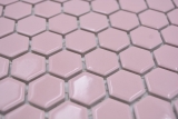 Hexagonale Sechseck Mosaik Fliese Keramik mini altrosa glnzend Mosaikfliese Wand Fliesenspiegel Kche Bad Kchenfliese - MOS11H-1111