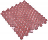 Hexagonale Sechseck Mosaik Fliese Keramik mini Bordeauxrot glnzend Mosaikfliese Wandfliese Fliesenspiegel Kche Bad - MOS11H-0910