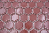 Hexagonale Sechseck Mosaik Fliese Keramik mini Bordeauxrot glnzend Mosaikfliese Wandfliese Fliesenspiegel Kche Bad - MOS11H-0910