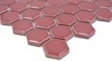 Hexagonale Sechseck Mosaik Fliese Keramik mini Bordeauxrot glnzend Mosaikfliese Wandfliese Fliesenspiegel Kche Bad - MOS11H-0910