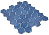 Hexagonale Sechseck Mosaik Fliese Keramik blaugrn glnzend Mosaikfliese Wandfliese Fliesenspiegel Kche Badfliese - MOS11H-0504