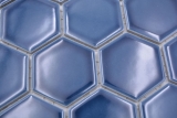 Hexagonale Sechseck Mosaik Fliese Keramik blaugrn glnzend Mosaikfliese Wandfliese Fliesenspiegel Kche Badfliese - MOS11H-0504