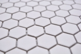 Hexagonale Sechseck Mosaik Fliese Keramik mini wei R10B Duschtasse Bodenfliese Mosaikfliese Rutschhemmend Badfliese - MOS11H-0101-R10