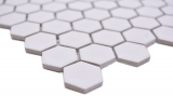 Hexagonale Sechseck Mosaik Fliese Keramik mini wei R10B Duschtasse Bodenfliese Mosaikfliese Rutschhemmend Badfliese - MOS11H-0101-R10