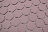 Hexagonale Sechseck Mosaik Fliese Keramik mini klinkerrot R10B Duschtasse Bodenfliese Mosaikfliese Rutschsicher Bad - MOS11H-0900-R10