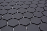 Hexagonale Sechseck Mosaik Fliese Keramik mini schwarz R10B Duschtasse Bodenfliese Mosaikfliese Rutschhemmend Bad WC - MOS11H-0003-R10