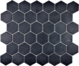 Hexagonale Sechseck Mosaik Fliese Keramik schwarz R10B Duschtasse Bodenfliese Mosaikfliese Rutschsicher Bad Kche - MOS11H-0303-R10