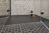 Hexagonale Sechseck Mosaik Fliese Keramik schwarz R10B Duschtasse Bodenfliese Mosaikfliese Rutschsicher Bad Kche - MOS11H-0303-R10