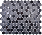 Hexagonale Sechseck Mosaik Fliese Keramik mini schwarz glnzend R10B Duschtasse Bodenfliese Mosaikfliese Rutschhemmend - MOS11H-0301-R10