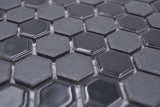 Hexagonale Sechseck Mosaik Fliese Keramik mini schwarz glnzend R10B Duschtasse Bodenfliese Mosaikfliese Rutschhemmend - MOS11H-0301-R10