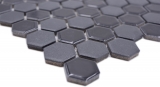 Hexagonale Sechseck Mosaik Fliese Keramik mini schwarz glnzend R10B Duschtasse Bodenfliese Mosaikfliese Rutschhemmend - MOS11H-0301-R10