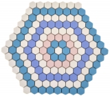 Glasmosaik Hexagon DEKOR blau rosa weiss matt Fiesenspiegel Wand Kche Bad