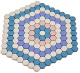 Glasmosaik Hexagon DEKOR blau rosa weiss matt Fiesenspiegel Wand Kche Bad