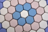 Glasmosaik Hexagon DEKOR blau rosa weiss matt Fiesenspiegel Wand Kche Bad