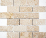 Handmuster Mosaikfliese Travertin Naturstein beige Brick Inula Chiaro Antique Travertin MOS43-1202_m