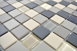 Mosaikfliese Keramik Glasmosaik mix hellbeige grau schwarz unglasiert rutschsicher Fliesenspiegel - MOS18-CUG60