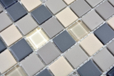 Mosaikfliese Keramik Glasmosaik mix hellbeige grau schwarz unglasiert rutschsicher Fliesenspiegel - MOS18-CUG60