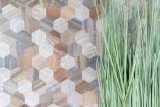 selbstklebende Mosaikfliese ALU grau beige Hexagon metall HolzoptikFliesenspiegel  MOS200-2022