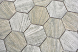 Hexagonale Sechseck Mosaik Fliese Keramik Holzmaserung grau braun mix Mosaikfliese Wand Fliesenspiegel Kche Bad - MOS11H-0200