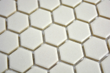 Hexagonale Sechseck Mosaik Fliese Keramik mini weiss hellbeige unglasiert rutschsicher Fliesenspiegel Bodenfliese - MOS11A-1202-R10