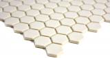 Hexagonale Sechseck Mosaik Fliese Keramik mini weiss hellbeige unglasiert rutschsicher Fliesenspiegel Bodenfliese - MOS11A-1202-R10