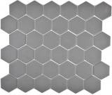 Hexagonale Sechseck Mosaik Fliese Keramik dunkelgrau unglasiert rutschsicher Duschboden Fliesenspiegel Bad - MOS11B-0213-R10