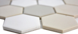 Hexagonale Sechseck Mosaik Fliese Keramik wei hellbeige schlammbraun unglasiert rutschsicher Bodenfliese Duschtasse - MOS11B-1122-R10