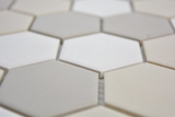 Hexagonale Sechseck Mosaik Fliese Keramik wei hellbeige schlammbraun unglasiert rutschsicher Bodenfliese Duschtasse - MOS11B-1122-R10