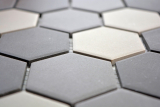 Hexagonale Sechseck Mosaik Fliese Keramik schlammgrau dunkelgrau schwarz unglasiert rutschsicher Bad Kche - MOS11B-2313-R10