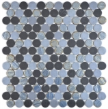 Knopfmosaik Loop Rundmosaik blau anthrazit Mosaikfliese Wand Fliesenspiegel Kche Bad MOS129-R05